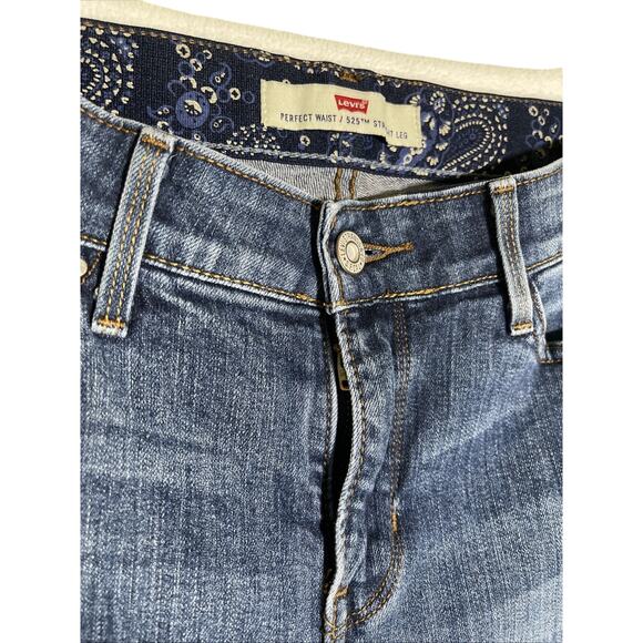 Levis Jeans 525 Perfect Waist Stretch Straight Leg Women's 6M Dark Wash Blue - Picture 2 of 4